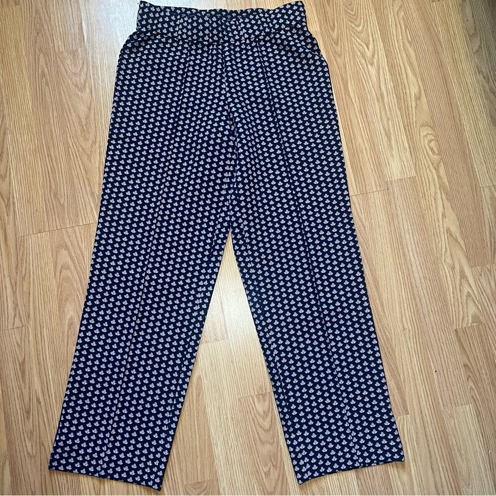 Isaac Mizrahi Live Pleated Floral Wide Leg Boho Pants Womens Size XS Lightweight